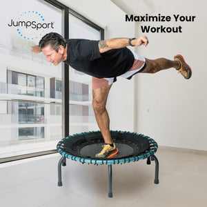 JumpSport 250 Workout Rebounder for Adults, 39" Mini Fitness Trampoline, Teal - TRAPSKI