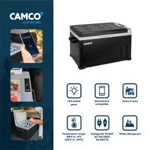 Camco CAM-300 30L Compact Portable Refrigerator/Freezer with LCD Control Panel