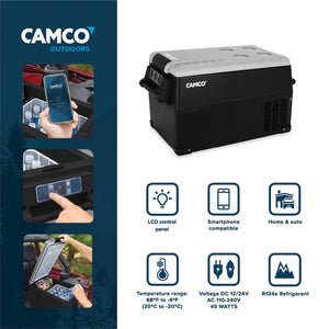 Camco CAM-350 35L Compact Portable Refrigerator/Freezer with LCD Control Panel