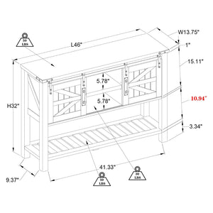 OKD Farmhouse Console Entryway Table with Sliding Barn Doors, Light Rustic Oak
