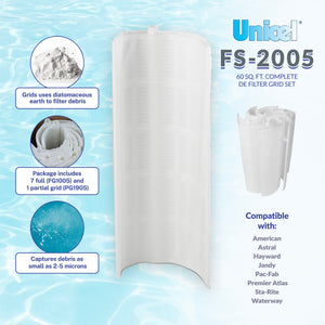 UNICEL D.E. FS2005 Filter Grids 60 Sq Ft Hayward Pac-Fab 7 Full -Missing Partial