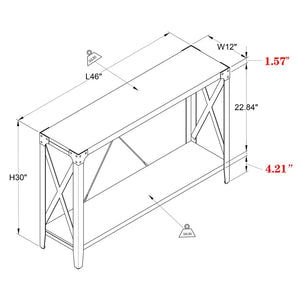 OKD 46 Inch 2-Tier Console Sofa Hallway Entryway Accent Table, Light Rustic Oak