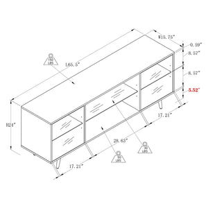 OKD Modern 75 Inch TV Stand w/ LED Lights, Shelves & Magnetic Doors, Dark Walnut