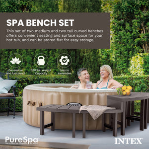 Intex PureSpa Plus Portable Inflatable Jet Spa & Medium PureSpa Benches (2 Pack)