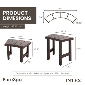 Intex PureSpa Plus Portable Inflatable Jet Spa & Medium PureSpa Benches (2 Pack)