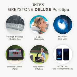 INTEX PureSpa Plus Inflatable Square Hot Tub & Cushioned Pillow, White (4 Pack)