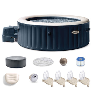 Intex PureSpa Plus Portable Inflatable Hot Tub, 85x28", w/ 4 Cup Holders & Trays
