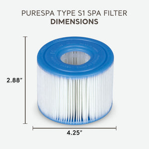 Intex PureSpa Plus Greystone Hot Tub, 94x28", with S1 Filter Cartridge 6-Pack