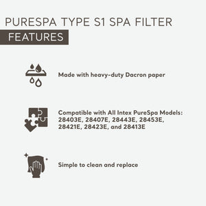Intex PureSpa Plus Greystone Hot Tub, 94x28", with S1 Filter Cartridge 6-Pack