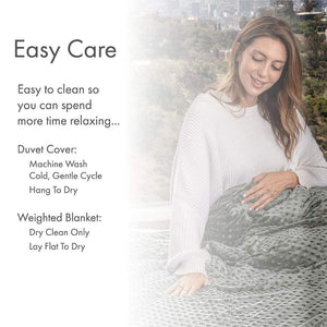 RELAX EDEN Adult Cotton Weighted Blanket w/ Navy Cover, 60 x 80 In, 15 Lb, Grey