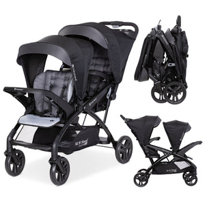 Baby Trend Sit N' Stand Double Stroller 2.0 DLX w/5 Point Safety Harness, Stormy - TRAPSKI