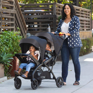 Baby Trend Sit N' Stand Double Stroller 2.0 DLX w/5 Point Safety Harness, Stormy - TRAPSKI