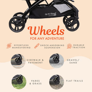 Baby Trend Sit N' Stand Double Stroller 2.0 DLX w/5 Point Harness, Modern Khaki
