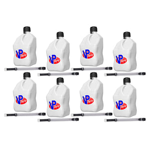 VP Racing 5.5 Gal Motorsport Racing Liquid Container Utility Jug, White (8 Pack)