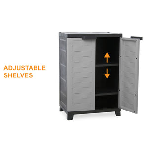 RAM Quality Products PREMIUM Utility 2 Shelf Lockable Storage Cabinet, Gray
