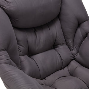 JOMEED Modern Plush Fabric Lazy Accent Chair with Armrests and Side Pocket, Grey