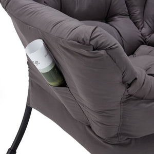 JOMEED Modern Plush Fabric Lazy Accent Chair with Armrests and Side Pocket, Grey