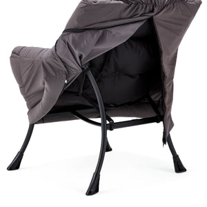 JOMEED Modern Plush Fabric Lazy Accent Chair with Armrests and Side Pocket, Grey