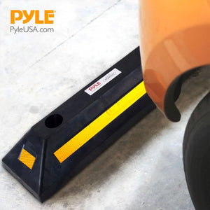 Pyle PCRSTP11X4 Heavy Duty Rubber Car & Truck Parking Wheel Stop Block, Set of 4