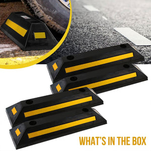 Pyle PCRSTP11X4 Heavy Duty Rubber Car & Truck Parking Wheel Stop Block, Set of 4