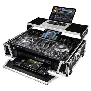 ODYSSEY FZGSPRIME4W2 Denon Prime 4 Flight Zone Case with Laptop Platform & Racks