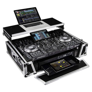 ODYSSEY FZGSPRIME4W2 Denon Prime 4 Flight Zone Case with Laptop Platform & Racks