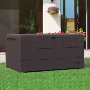 Duramax CedarGrain Durabox 110 Gal Outdoor Deck & Garden Storage Bench, Brown