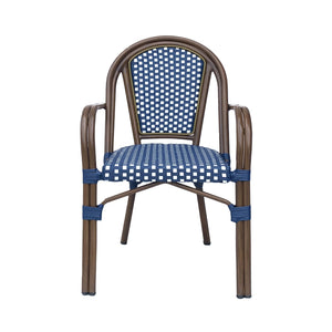 Bistro Chair With 2 Toned Checkered Pattern (Set of 2) - White / Navy