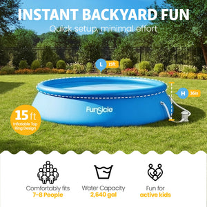 Funsicle 15' x 36" QuickSet Inflatable Ring Top Outdoor Above Ground Pool w/Pump