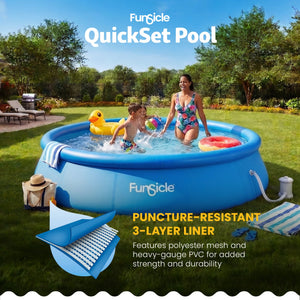 Funsicle 15' x 36" QuickSet Inflatable Ring Top Outdoor Above Ground Pool w/Pump