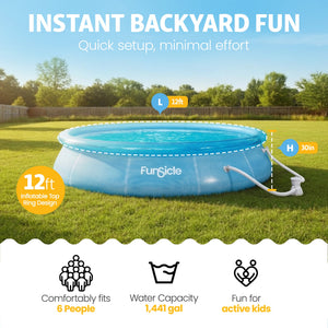 Funsicle 12'x30" Sea-Thru QuickSet Inflatable Ring Top Outdoor Above Ground Pool
