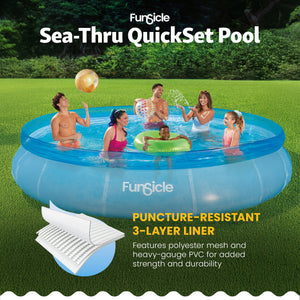 Funsicle 12'x30" Sea-Thru QuickSet Inflatable Ring Top Outdoor Above Ground Pool
