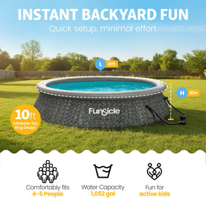 Funsicle 10' x 30" QuickSet Ring Top Above Ground Swimming Pool Dark Herringbone