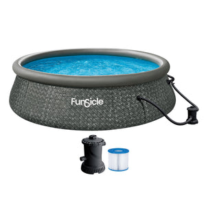 Funsicle 12' x 36" QuickSet Inflatable Ring Top Outdoor Above Ground Pool w/Pump