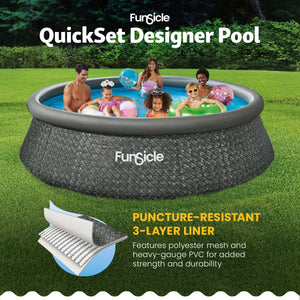 Funsicle 12' x 36" QuickSet Inflatable Ring Top Outdoor Above Ground Pool w/Pump