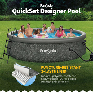 Funsicle 14' x 36" QuickSet Ring Top Above Ground Swimming Pool Dark Herringbone