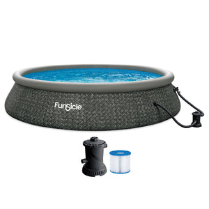 Funsicle 15' x 36" QuickSet Inflatable Ring Top Outdoor Above Ground Pool w/Pump