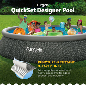 Funsicle 15' x 36" QuickSet Inflatable Ring Top Outdoor Above Ground Pool w/Pump