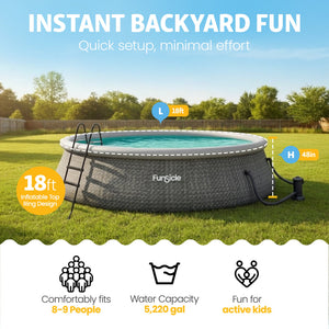 Funsicle 18' x 48" QuickSet Inflatable Ring Top Outdoor Above Ground Pool w/Pump