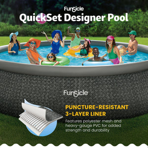 Funsicle 18' x 48" QuickSet Inflatable Ring Top Outdoor Above Ground Pool w/Pump