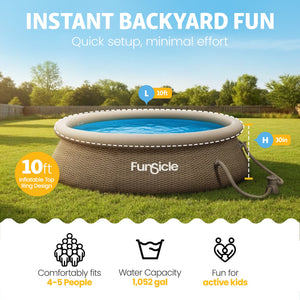 Funsicle 10' x 30" QuickSet Ring Top Above Ground Swimming Pool, Basketweave