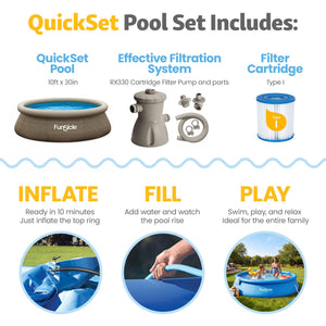 Funsicle 10' x 30" QuickSet Ring Top Above Ground Swimming Pool, Basketweave