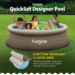 Funsicle 10' x 30" QuickSet Ring Top Above Ground Swimming Pool, Basketweave