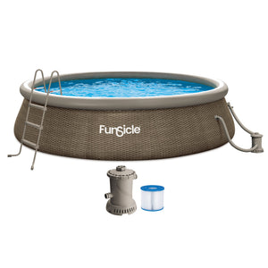 Funsicle 14' x 36" QuickSet Inflatable Ring Top Outdoor Above Ground Pool w/Pump