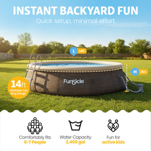 Funsicle 14' x 36" QuickSet Inflatable Ring Top Outdoor Above Ground Pool w/Pump