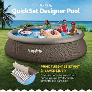 Funsicle 14' x 36" QuickSet Inflatable Ring Top Outdoor Above Ground Pool w/Pump