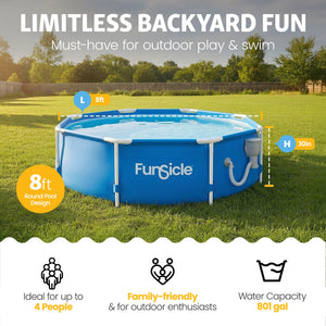 Funsicle 8' x 30" Outdoor Activity Round Frame Above Ground Swimming Pool Set