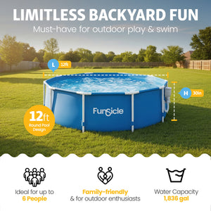Funsicle 12' x 30" Outdoor Activity Round Frame Above Ground Swimming Pool Set