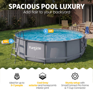 Funsicle 14' x 42" Oasis Round Above Ground Swimming Pool Set, Cool Gray