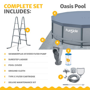 Funsicle 14' x 42" Oasis Round Above Ground Swimming Pool Set, Cool Gray